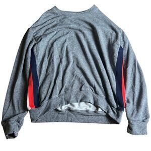 Sundry Sweatshirt Womens 1 Gray Stripe Crewneck Terry Pullover Made USA